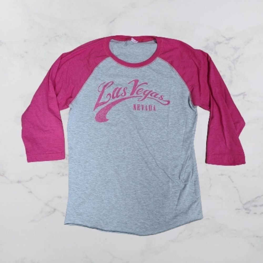 L.A.T. pink/gray women's XL baseball style tee.
